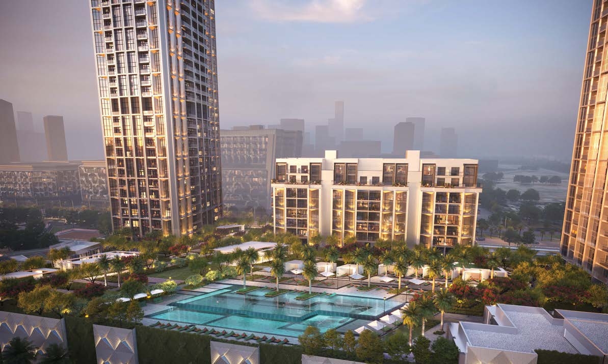 Resort-style swimming pool at Design Quarter d3 Tower B with stunning Dubai views and premium amenities